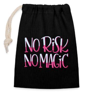 No Risk No Magic - Verschließbarer Geschenkbeutel aus Baumwolle (14x20cm) - Schwarz - Vorne