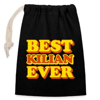 Kilian prénom drôle cadeau - Sac cadeau en coton avec cordon (14 x 20 cm) - noir - Devant