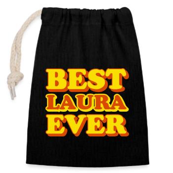 Lustiges Geschenk mit Vornamen Laura - Verschließbarer Geschenkbeutel aus Baumwolle (14x20cm) - Schwarz - Vorne