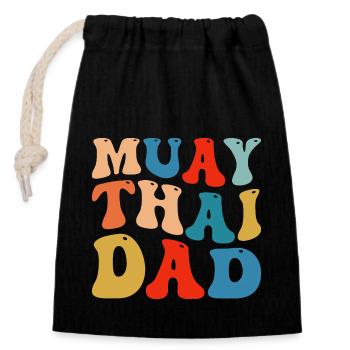 Papa Muay Thai - Sac cadeau en coton avec cordon (14 x 20 cm) - noir - Devant