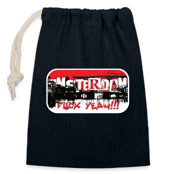 Amsterdam fuck yeah - Verschließbarer Geschenkbeutel aus Baumwolle (14x20cm) - Navy - Vorne