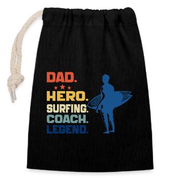 Dad Hero Surfing Coach Legend Funny Surfing Dad - Sac cadeau en coton avec cordon (14 x 20 cm) - noir - Devant