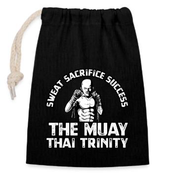 Sweat Sacrifice Succès La trinité Muay Thai - Sac cadeau en coton avec cordon (14 x 20 cm) - noir - Devant