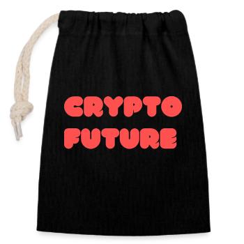 L’avenir de la crypto - Sac cadeau en coton avec cordon (14 x 20 cm) - noir - Devant