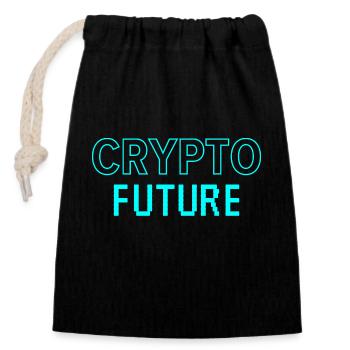 L’avenir de la crypto - Sac cadeau en coton avec cordon (14 x 20 cm) - noir - Devant