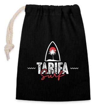 Tarifa Surf - Closable cotton gift bag (14x20cm) - black - Front