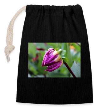 Dahlie rot violett Blüte ,Blume - Verschließbarer Geschenkbeutel aus Baumwolle (14x20cm) - Schwarz - Vorne