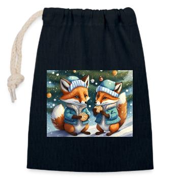 cute little fiend fox everyday life – cookies - Closable cotton gift bag (14x20cm) - navy - Front