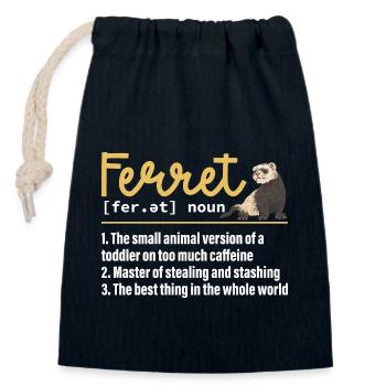 Furet, propriétaire de furet - Sac cadeau en coton avec cordon (14 x 20 cm) - bleu marine - Devant