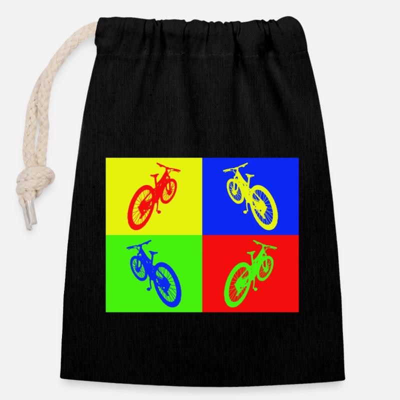 VTT Pop Art couleur - Sac cadeau en coton avec cordon (14 x 20 cm) - noir