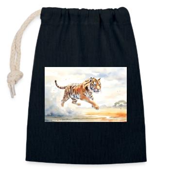 Tiger in Action - Closable cotton gift bag (14x20cm) - navy - Front