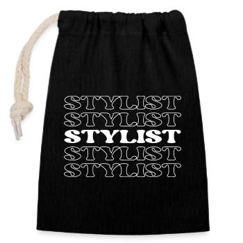 Stylist, Friseur, Modeexperte, Mode-Guru - Verschließbarer Geschenkbeutel aus Baumwolle (14x20cm) - Schwarz - Vorne