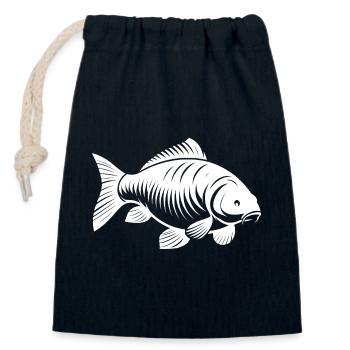 Carpe blanc transparent - Sac cadeau en coton avec cordon (14 x 20 cm) - bleu marine - Devant