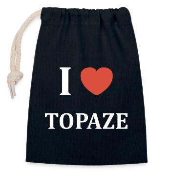I love Topaze - Sac cadeau en coton avec cordon (14 x 20 cm) - bleu marine - Devant