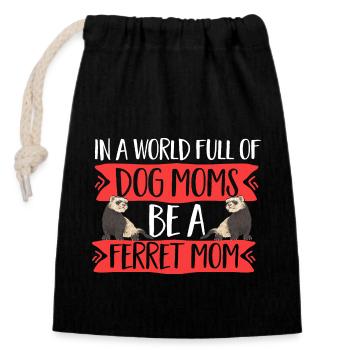Ferret Owner Ferret - Closable cotton gift bag (14x20cm) - black - Front