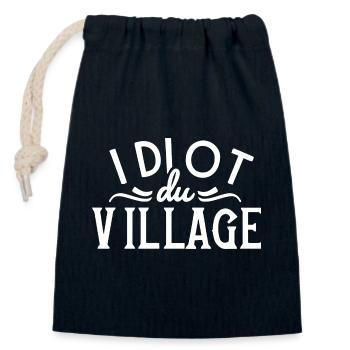 Idiot du village - Sac cadeau en coton avec cordon (14 x 20 cm) - bleu marine - Devant