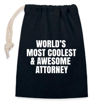 World's most coolest and awesome attorney - Closable cotton gift bag (14x20cm) - navy - Front
