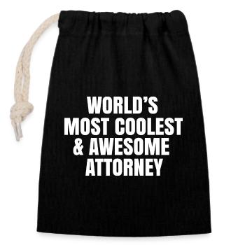 World's most coolest and awesome attorney - Closable cotton gift bag (14x20cm) - black - Front