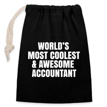 World's most coolest and awesome accountant - Closable cotton gift bag (14x20cm) - black - Front