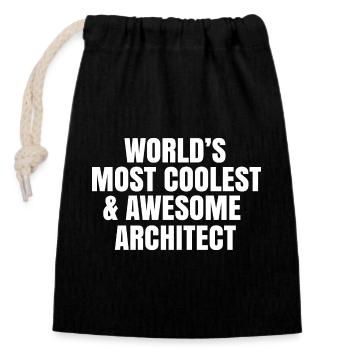 World's most coolest and awesome architect - Closable cotton gift bag (14x20cm) - black - Front