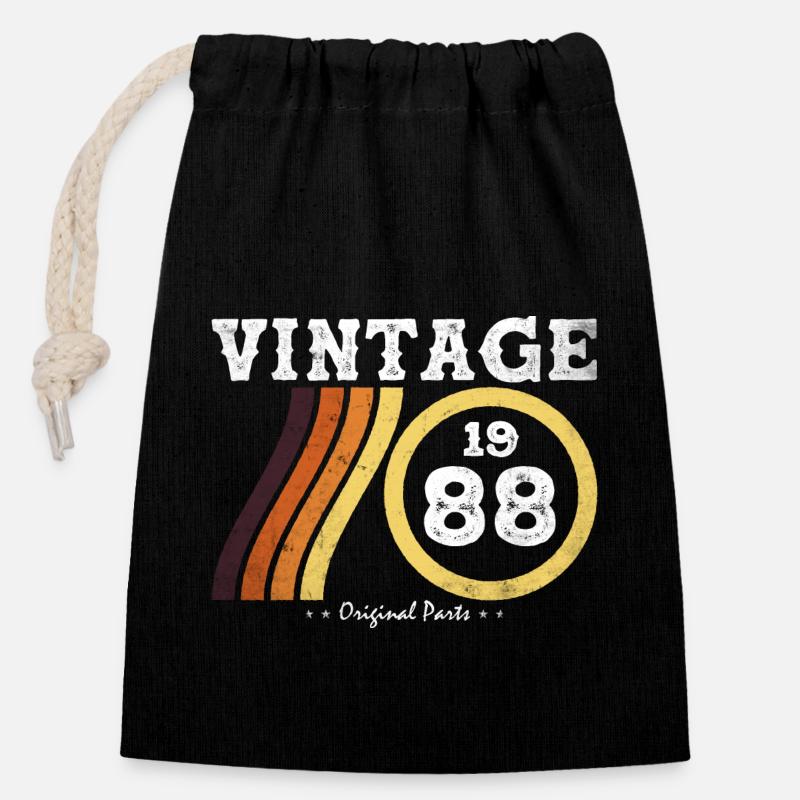 Classic Vintage 1988 - Edition Limitée Retro 36 - Sac cadeau en coton avec cordon (14 x 20 cm) - noir
