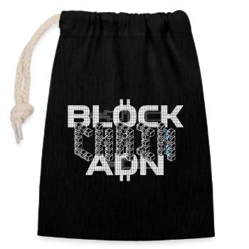 Blockchain ADN - Crypto Bitcoin - Sac cadeau en coton avec cordon (14 x 20 cm) - noir - Devant