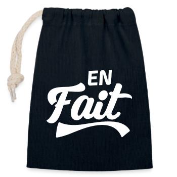 En fait - Sac cadeau en coton avec cordon (14 x 20 cm) - bleu marine - Devant