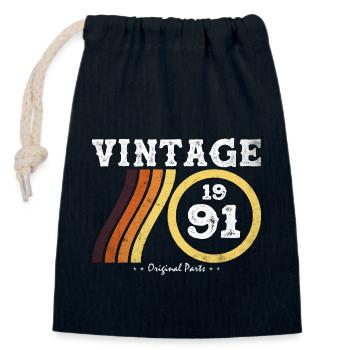 Rétro Vintage 1991 - Classique Édition Limitée 33 - Sac cadeau en coton avec cordon (14 x 20 cm) - bleu marine - Devant