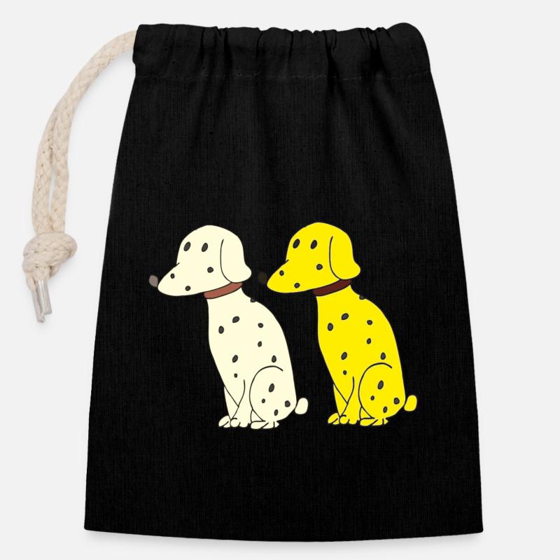 Dalmatian double - Closable cotton gift bag (14x20cm) - black
