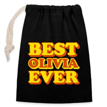 Funny gift with first name Olivia - Closable cotton gift bag (14x20cm) - black - Front