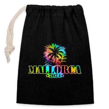 Majorque 2024 Vacances Coloré - Sac cadeau en coton avec cordon (14 x 20 cm) - noir - Devant