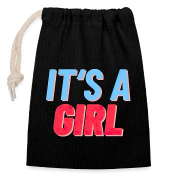It's a Girl - It's a Girl's Birth Reveal - Closable cotton gift bag (14x20cm) - black - Front