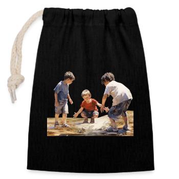 Une enfance insouciante est un cadeau - Sac cadeau en coton avec cordon (14 x 20 cm) - noir - Devant
