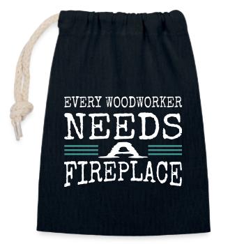 Aaron Carpenter Tshirts Woodworking - Closable cotton gift bag (14x20cm) - navy - Front