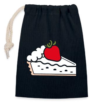 Tarte aux fraises - Sac cadeau en coton avec cordon (14 x 20 cm) - bleu marine - Devant