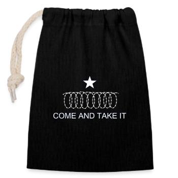 Texas Flag Come and Take It Razor wire - Closable cotton gift bag (14x20cm) - black - Front
