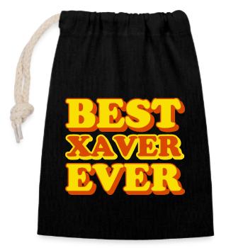 Cadeau amusant avec prénom Xaver - Sac cadeau en coton avec cordon (14 x 20 cm) - noir - Devant