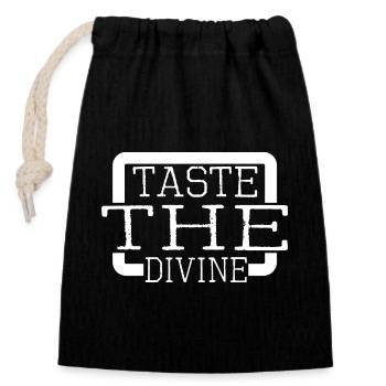 Heureux manger dictons cadeau d’anniversaire - Sac cadeau en coton avec cordon (14 x 20 cm) - noir - Devant