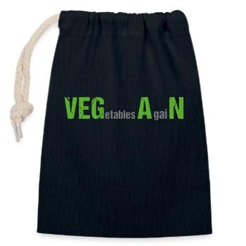 VEGetables AgaiN - Vegan - Verschließbarer Geschenkbeutel aus Baumwolle (14x20cm) - Navy - Vorne