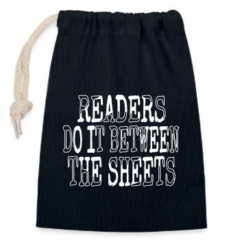 birthday book cat wine jokes book quotes - Closable cotton gift bag (14x20cm) - navy - Front