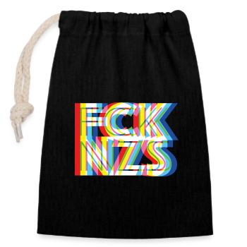 FCK NZS - Closable cotton gift bag (14x20cm) - black - Front