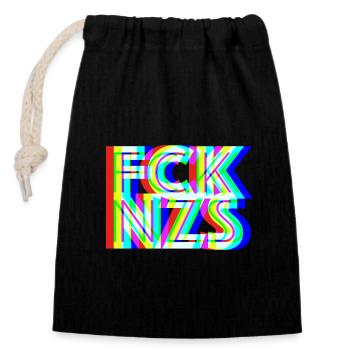 FCK NZS - Verschließbarer Geschenkbeutel aus Baumwolle (14x20cm) - Schwarz - Vorne