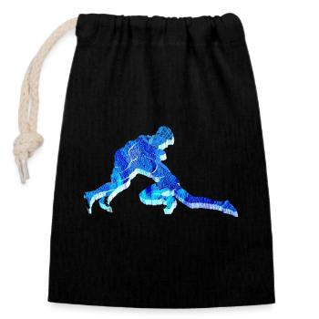 Lutte, Combattant, Lutteur, Peinture - Sac cadeau en coton avec cordon (14 x 20 cm) - noir - Devant
