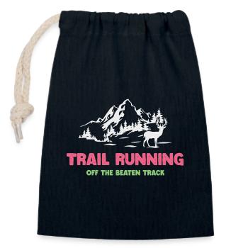Trailrunning - abseits der ausgetretenen Pfade - Verschließbarer Geschenkbeutel aus Baumwolle (14x20cm) - Navy - Vorne