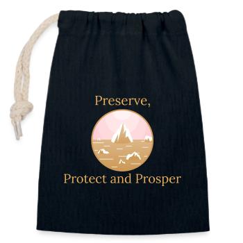 Preserve, Protect, Prosper - Closable cotton gift bag (14x20cm) - navy - Front