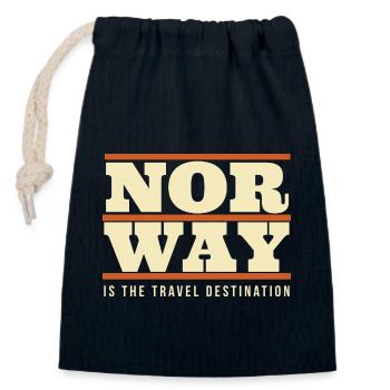 Norvège - Destination de voyage - Sac cadeau en coton avec cordon (14 x 20 cm) - bleu marine - Devant