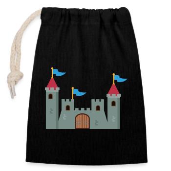 Castle - Closable cotton gift bag (14x20cm) - black - Front