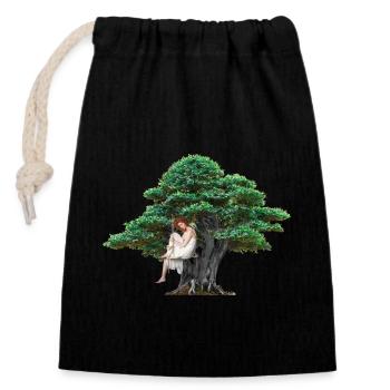 Girl tree nature sensual swing feelings - Closable cotton gift bag (14x20cm) - black - Front