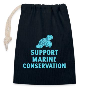 Marine Conservation. - Closable cotton gift bag (14x20cm) - navy - Front