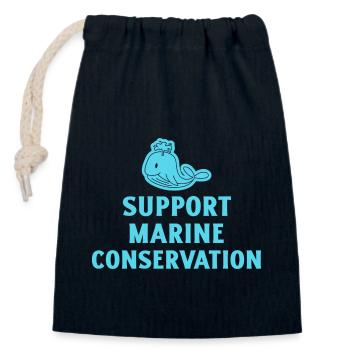 Marine Conservation - Closable cotton gift bag (14x20cm) - navy - Front